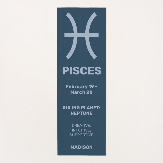 Custom Name / Text & Color Zodiac Sign Pisces Yoga Mat (Front)