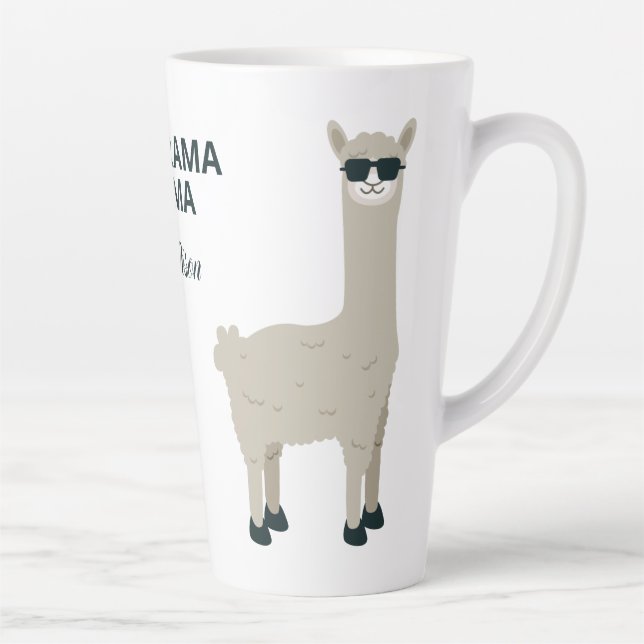 Custom name & text Cool Llama Latte mug (Right)