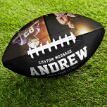 Custom Name Text Cool Photo Modern Gift Football<br><div class="desc">Perfect for the coolest guy you love: A customized football with 2 favorite photos,  his name,  and a sweet message from you as well as names and year. Great graduation gift or an awesome surprise for his birthday,  surely a keepsake he'll love for years to come.</div>