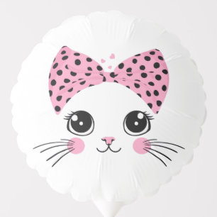 Custom Name & Text Cute Cat Face Balloon