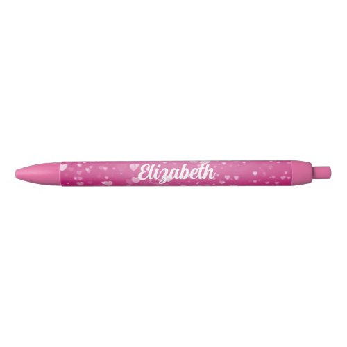 Custom Name Text Cute Pretty Pink Romantic Black Ink Pen