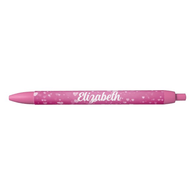Custom Name Text Cute Pretty Pink Romantic Pen (Front)