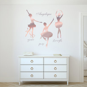 Custom Name Text Dancing Ballerina Ballet Dancer  Wall Decal