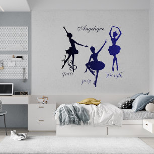 Custom Name Text Dancing Ballerina Ballet Dancer Wall Decal