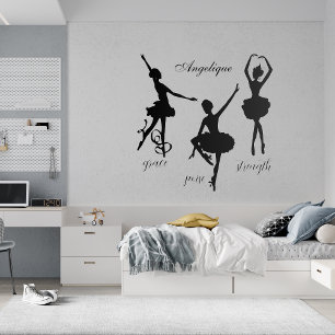 Custom Name Text Dancing Ballerina Ballet Dancer  Wall Decal