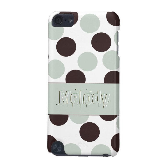 Custom Name Text Effect Green Brown Polka Dots iPod Touch 5G Cover