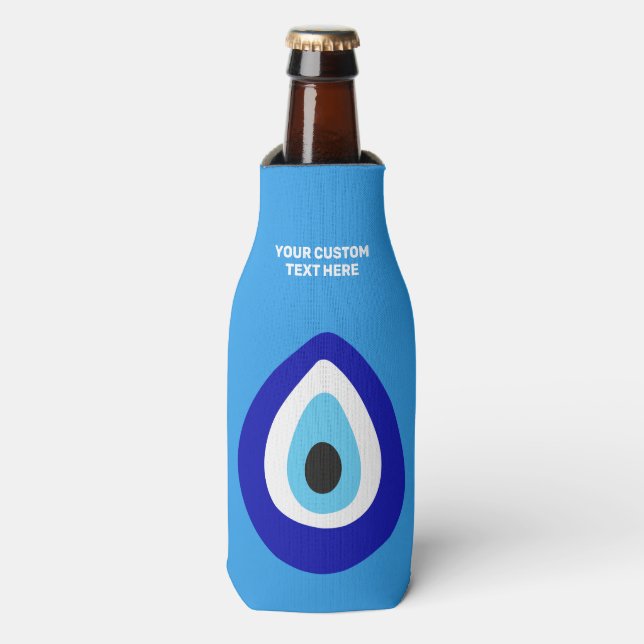 Custom Name & Text Evil Eye Nazar Amulet Bottle Cooler (Bottle Front)