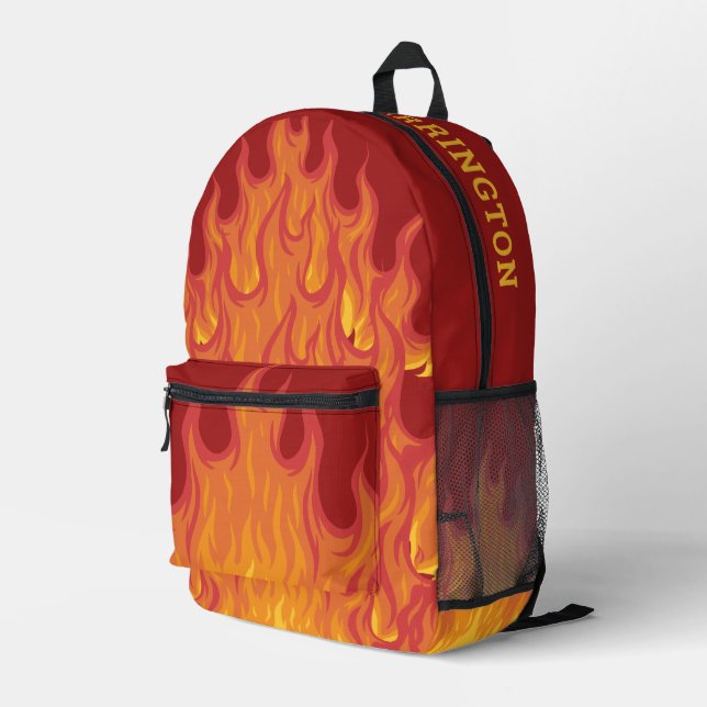 Custom Name / Text Firefighter Printed Backpack (Back Corner Right)