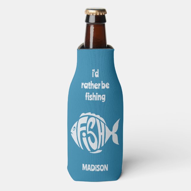 Custom Name & Text Fish Bottle Cooler (Bottle Front)