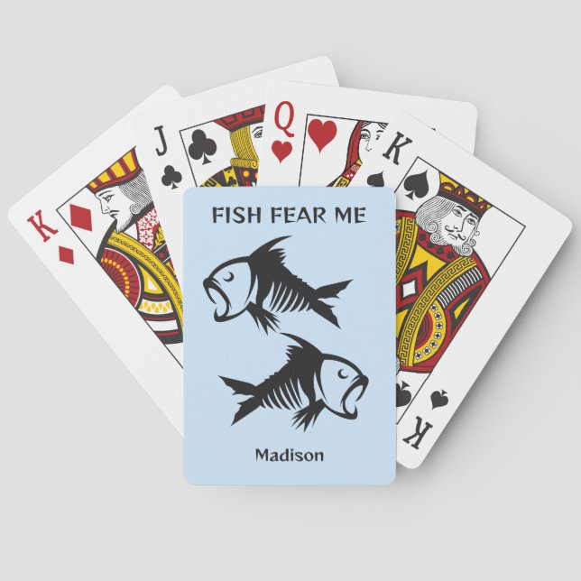 Custom Name & Text Fish Poker Cards (Back)