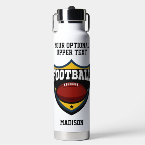 Custom Name  Text Football Logo Water Bottle