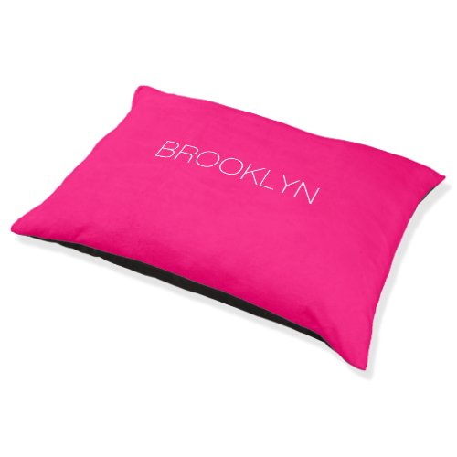 Custom name text fuchsia hot pink modern dog pet bed