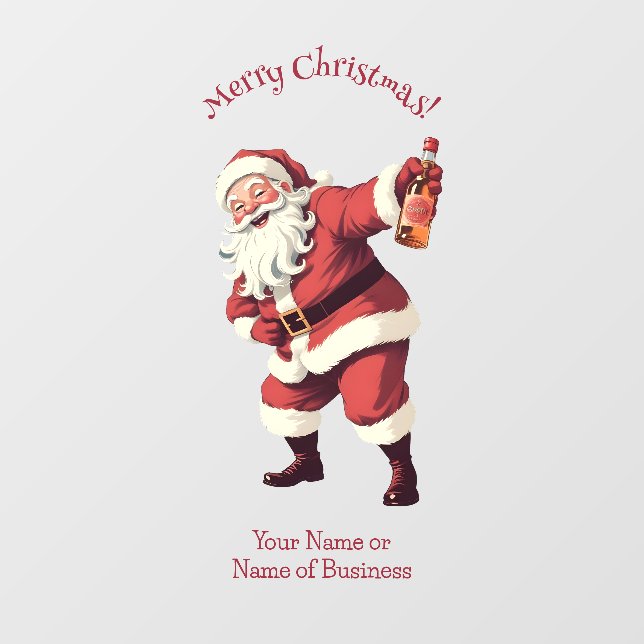 Custom Name & Text Funny Drunk Santa Window Cling (Sheet)