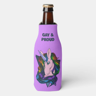 Custom Name & Text Gay Unicorn Bottle Cooler