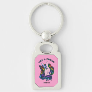 Custom Name & Text Gay Unicorn Keychain