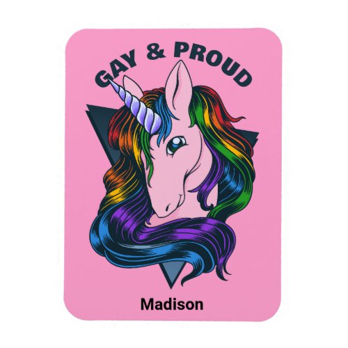 Custom Name  Text Gay Unicorn Magnet