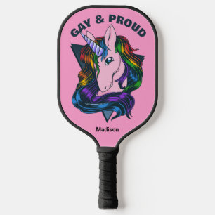 Custom Name & Text Gay Unicorn Pickleball Paddle