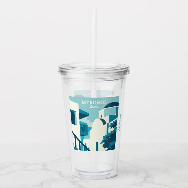 Custom Name & Text Greece Acrylic Tumbler (Front)