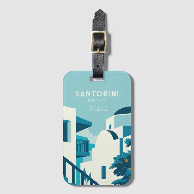 Custom Name & Text Greece Luggage Tag (Front Vertical)
