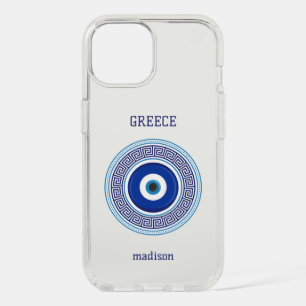 Custom Name / Text Greek Pattern Evil Eye Nazar iPhone 15 Case