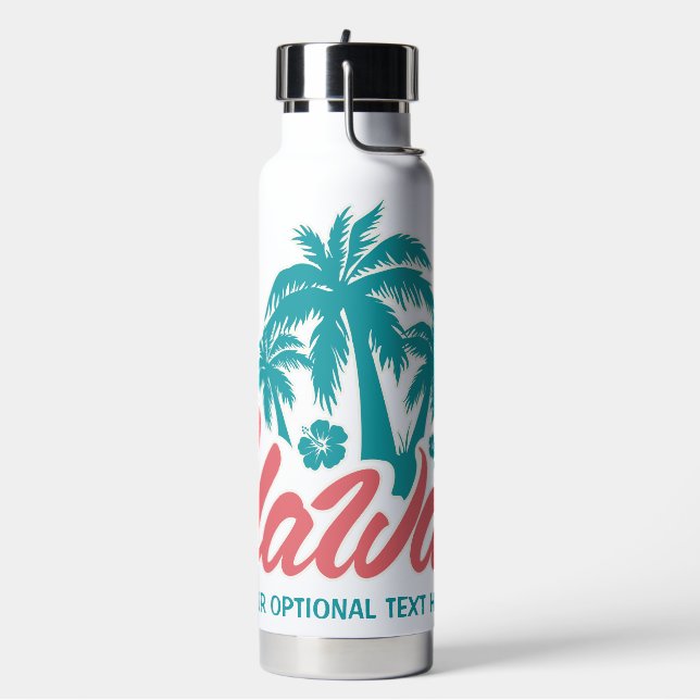 Custom Name & Text Hawaii Water Bottle (Left)