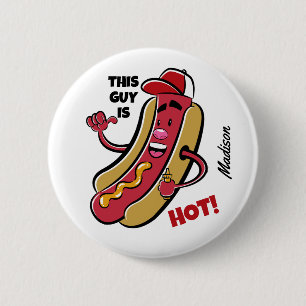 Custom Name & Text Hot Dog Button