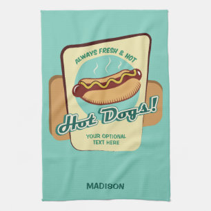 Custom Name & Text Hot Dog Kitchen Towel