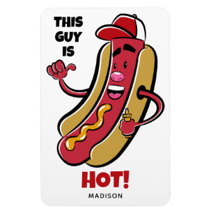 Custom Name & Text Hot Dog Magnet