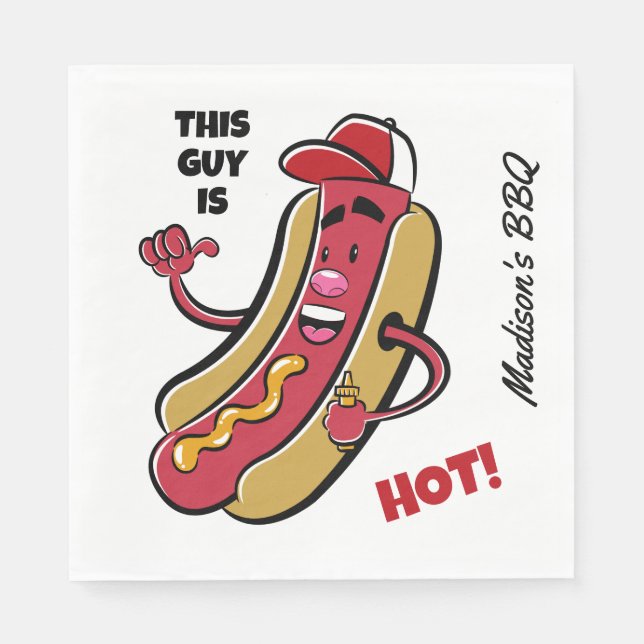 Custom Name & Text Hot Dog Napkins (Front)