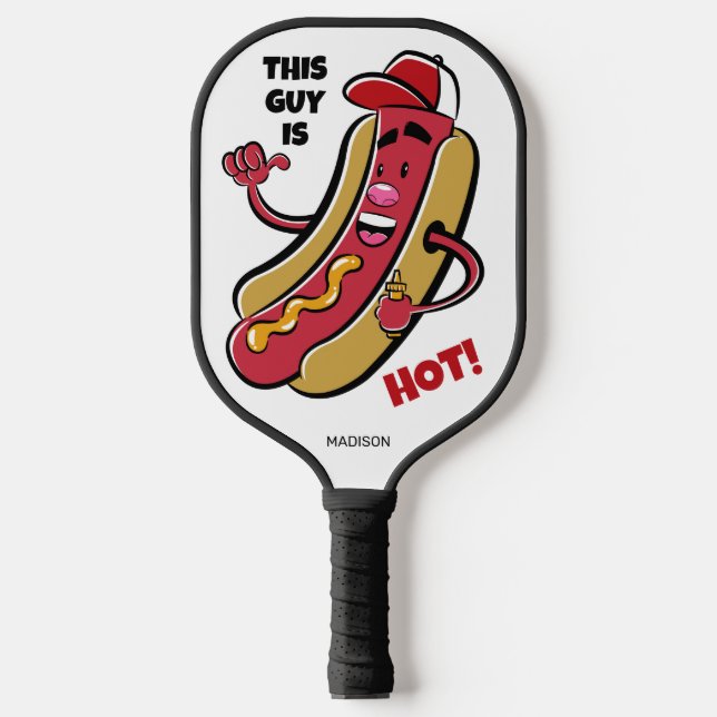 Custom Name & Text Hot Dog Pickleball Paddle (Front)