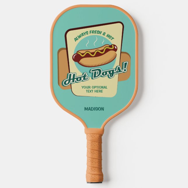 Custom Name & Text Hot Dog Pickleball Paddle (Front)