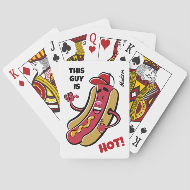 Custom Name & Text Hot Dog Poker Cards (Back)