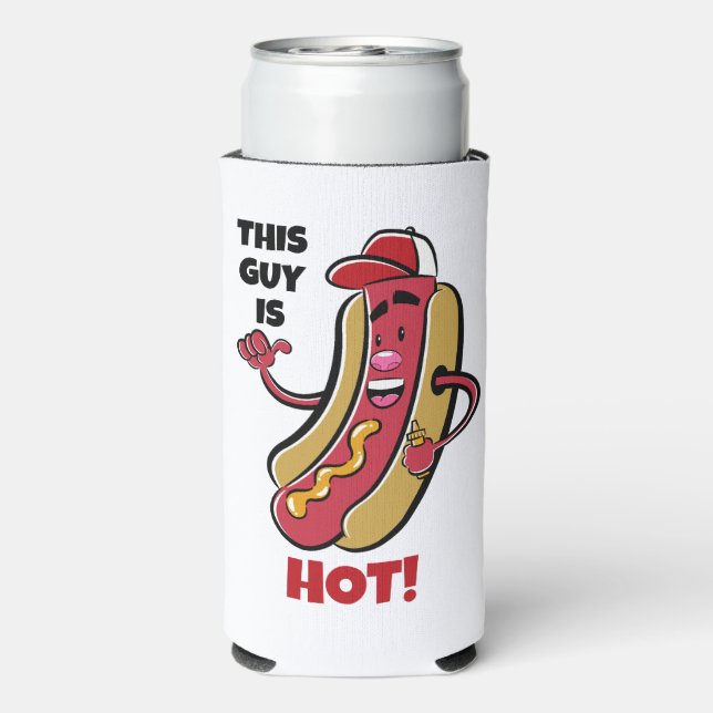 Custom Name & Text Hot Dog Seltzer Can Cooler (Seltzer Back)