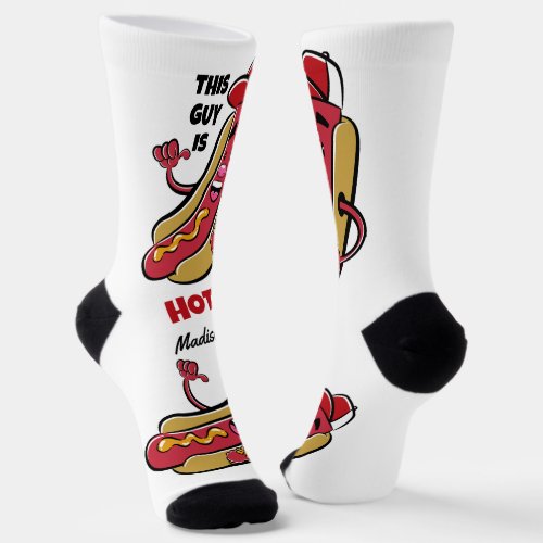Custom Name  Text Hot Dog Socks