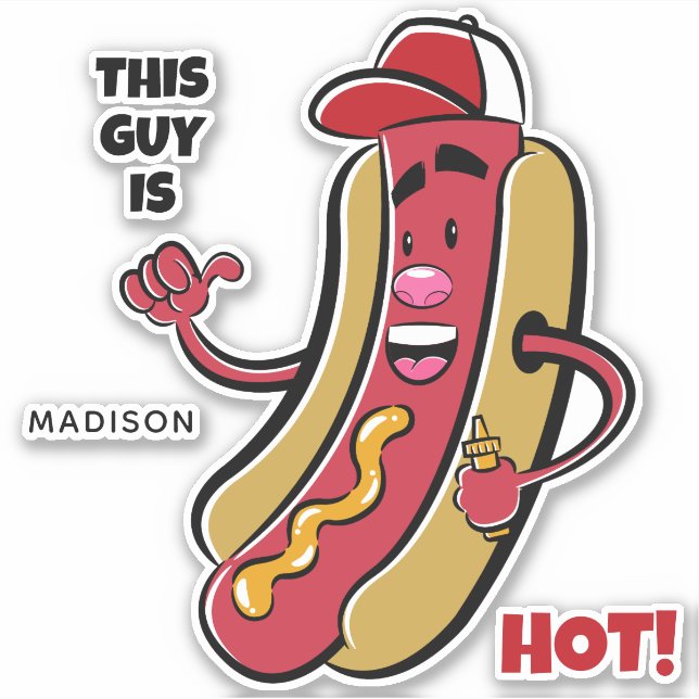 Custom Name & Text Hot Dog Sticker (Front)