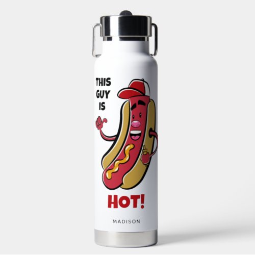 Custom Name  Text Hot Dog Water Bottle