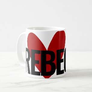 Custom Name Text Huge Red Heart Simple Rebecca Coffee Mug