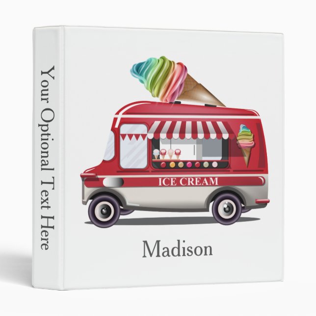 Custom name & Text Ice Cream Truck binders (Front/Spine)