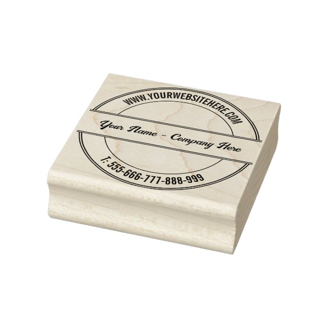 Custom Name Text Info Round Rubber Stamp Template (Stamp)