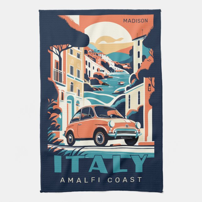 Custom Name & Text Italy Kitchen Towel (Vertical)