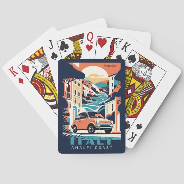Custom Name & Text Italy Poker Cards (Back)