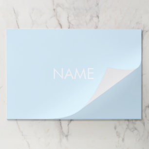 Custom name text light blue white placemats