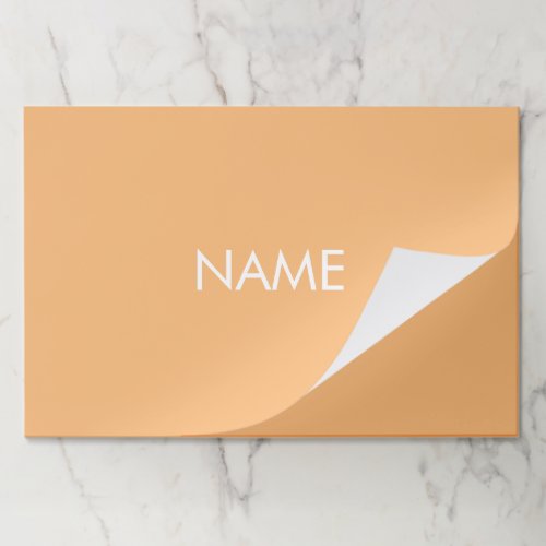 Custom name text light orange white placemats