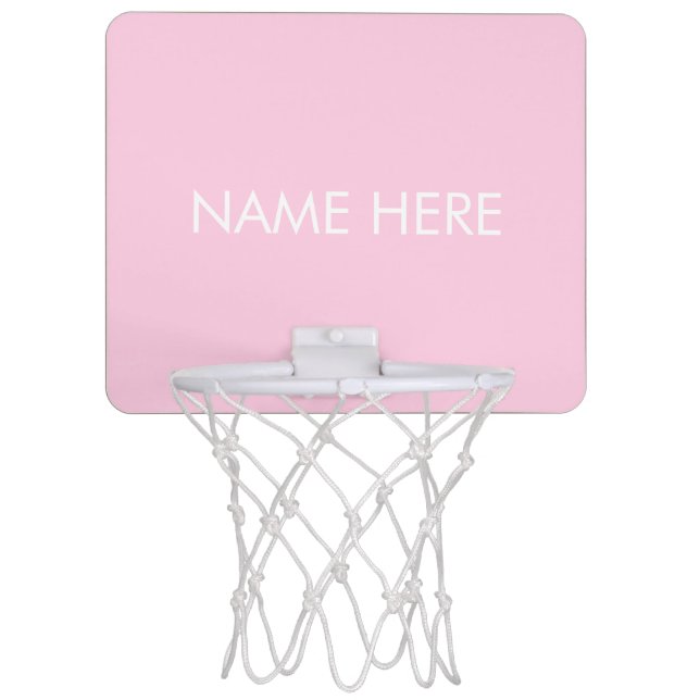 Custom name text light pink white cute mini basketball hoop (Front)