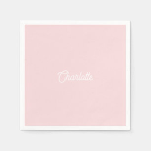 Custom name text Light Pink white minimalist Napkins