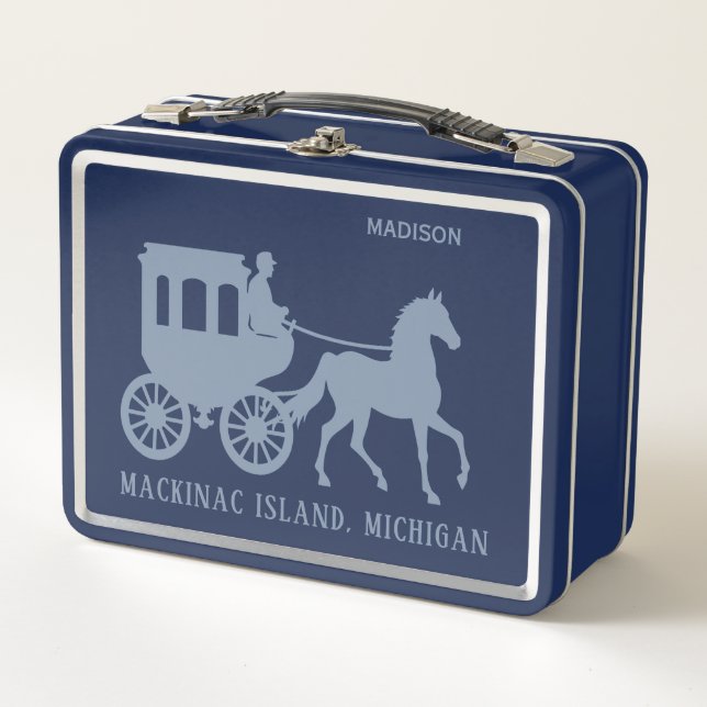 Custom Name & Text Mackinac Island Metal Lunch Box (Front)