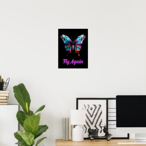 Custom Name Text Magical Butterfly Watercolor Poster