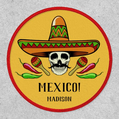 Custom name  text Mexican skull Patch