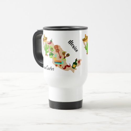 Custom name  text MEXICO cultural map mugs