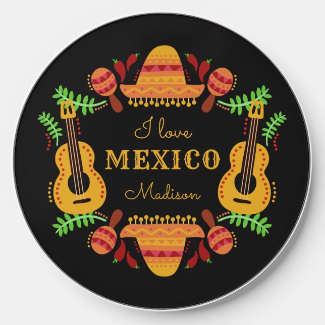 Custom name / text Mexico Wireless Charger (Front)